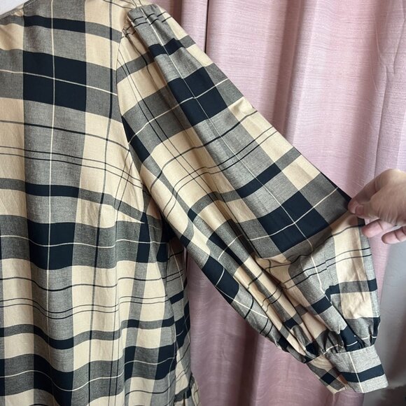 NWT AVA & VIV Prairie Dress 2X Plaid Tiered Cottage core Pockets Bishop Sleeves - Picture 5 of 15